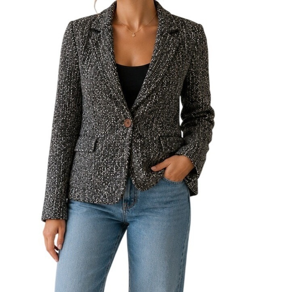Vanilla SRL Italy Salt and Pepper Knit Blazer Jacket Women's Medium